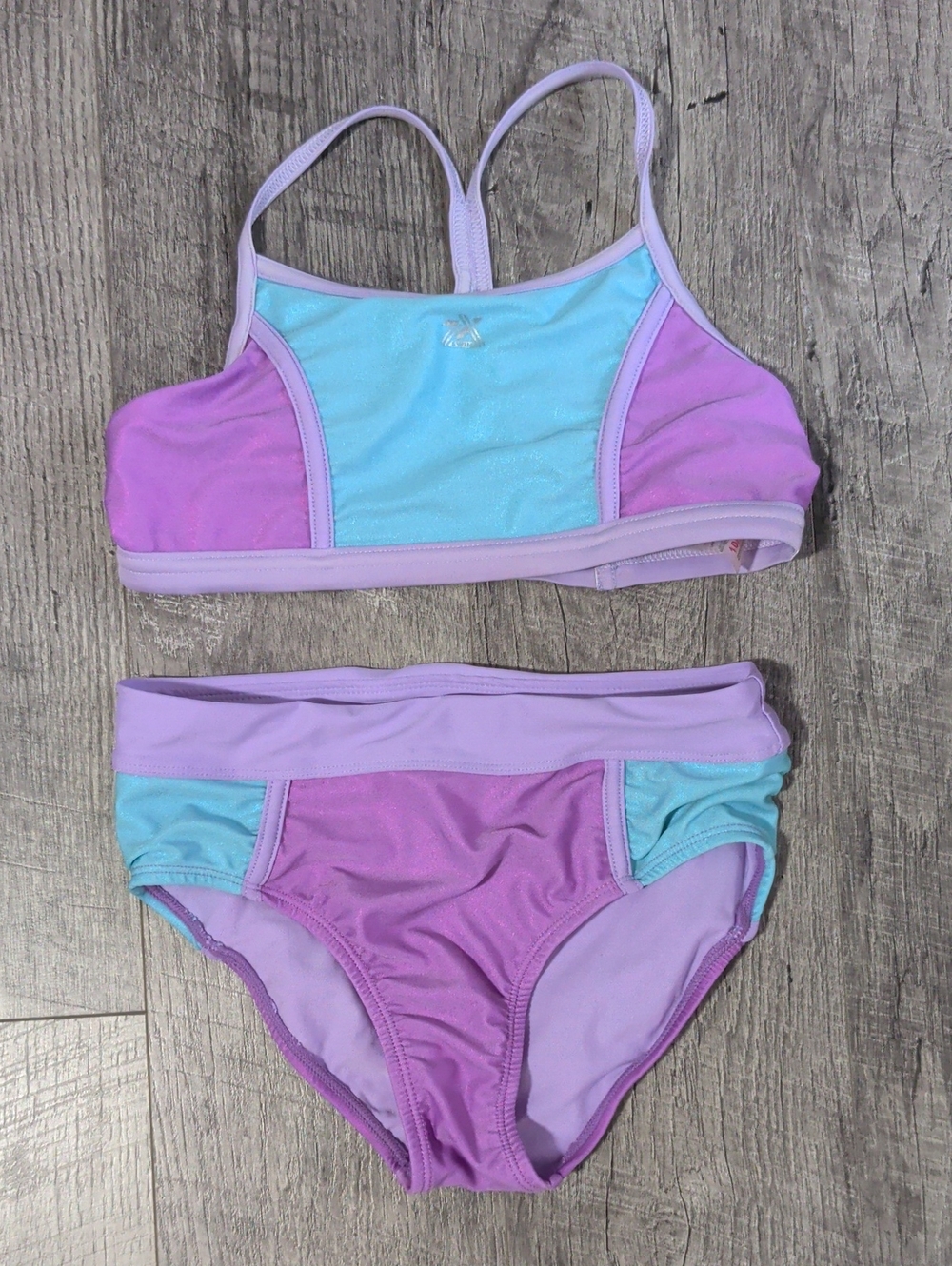 ZeroXposur Lavender Girls' Swimwear Two-Piece Set, Size 10/12